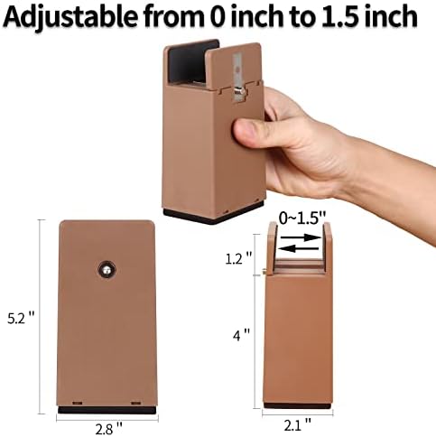 Bed Risers with Adjustable Screw Clamp, Fits Foot Thickness of Bed from 0 to 1.5 Inch, Elevation in Heights 4 Inch Heavy Duty Risers for Sofa Desk Table Cabinet Supports (4Pack, Brown) - Image 2