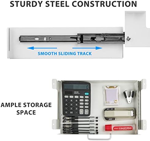 GOME Under Desk Pull-Out Drawer - Storage Organizer Office Mounted, Easy Slide-Out Pencil Drawer for Saving Space, Ideal for Sit-Stand Workstation (For 1.2" Support Bar Under Desk) - Image 3