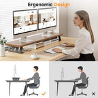 Dual Monitor Stand Riser, 39 Inch Large Wood Monitor Stands for 2 Monitors - Image 5