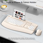 Wireless Keyboard and Mouse Combo, Ergonomic Wave Keys(Milk Tea-B) - Image 3