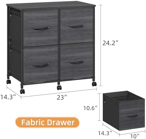 HIGDBFE 4 Drawer Mobile Lateral File Cabinet 23''W for Large Printer - Image 2