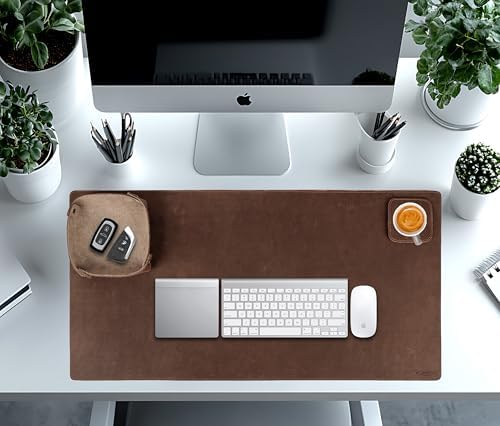 Premium Buffalo Leather Desk Mat Set – Large Office Desk Pad with Organizer Tray & Coasters, Non-Slip Workspace Protector, Elegant Desk Accessories for Home Office & Professionals - Image 2