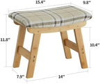 Foot Stool Ottoman Foot Rest Under Desk,Small Stool for Living Room, Bedroom and Kitchen (Natural Legs - Stripes Stool Surface) - Image 2