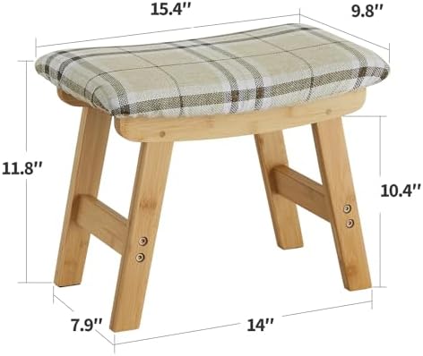 Foot Stool Ottoman Foot Rest Under Desk,Small Stool for Living Room, Bedroom and Kitchen (Natural Legs - Stripes Stool Surface) - Image 2