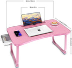 Fayquaze Lap Laptop Desk, Portable Foldable Laptop Bed Table with Storage Drawer and Cup Holder, Lap Desk Lap Bed Stand Tray Table Serving Tray for Eating, Reading and Working - Image 2