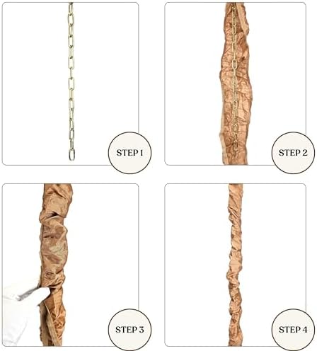 Royal Designs, Inc. Cord & Chain Cover 4 ft Silk Type Fabric, Chandelier Pendant Lighting Chain & Cable Management, Touch Fastener, Eggshell - 2 Pack - Image 4