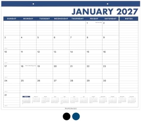 PAPERAGE 2027 Calendar, 12 Months (January 2027 - December 2027), Large (17 in x 22 in), Minimalist Wall and Desk Calendar with Monthly Views, Yearly Plans & Notes Section – Navy by PAPERAGE
