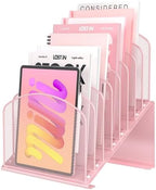 Sinboun Inclined Desk File Organizer Folder Holder with 8-Section, Pink by Sinboun