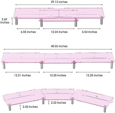 Pink Acrylic Dual Monitor Stand Riser，Adjustable Length Angle for 2Monitors - Image 6