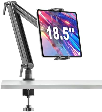 Portable Monitor Stand Desk Holder- Large Clamp support up to 6.5 12.9 14.6 15.6 18.5 inch 360° Rotating Base Swivel Tall Desk Arm Mount for iPad Pro/Mini/Air/Surface Strong Bearing Weight over 5.5lbs by Feising