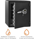 Amazon Basics Fireproof and Waterproof Safe Box with Digital Keypad Electronic Lock, Fire Resistant, Interior Lighting, Removable Shelf, for Home Use, 2.13 Cubic Feet, 24"H x 20.87"W x 19"D, Black - Image 2