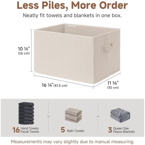 StorageWorks Shelf Organizer Bins, Khaki & Beige Stripes, Extra Large - Image 3