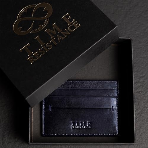 Time Resistance Credit Card Case - Leather Business Card Holder - Italian Handmade Card Organizer - Image 3