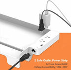 Hiree Bedside Shelf for Dorm Bunk Bed with USB Charging Port and 2 AC Outlets, Bedside Caddy, Bunk Bed Extender, Attachable Bedside Table, College Dorm Essential Clip On Bedside Tray, Plus Size, White - Image 2