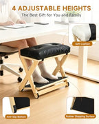 Adjustable Height Foot Rest Under Desk at Work, Solid Wood 4 Step Footrest - Image 6