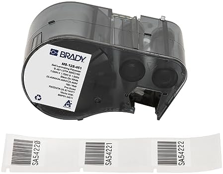 Brady Authentic (M5-125-461) Self-Laminating Cryogenic Polyester Labels 1" H x 1.75" W Black on White, Clear, 180 Labels. for use with The BMP51 and M511 Label Printers by BradyCorp