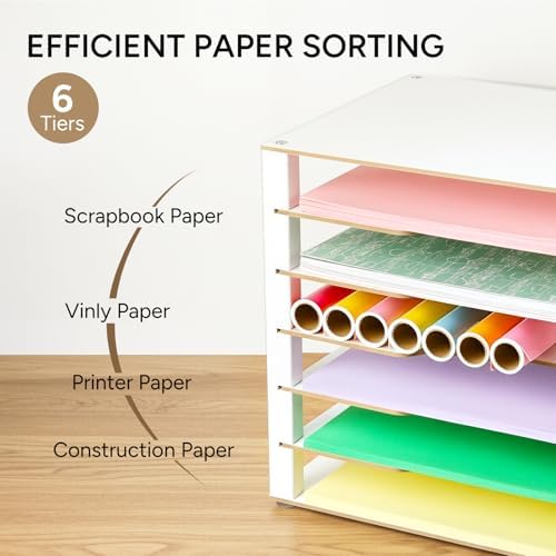 Yumkfoi Construction Paper Organizer 12" x 18", 6-Tiers Paper Storage - Image 2