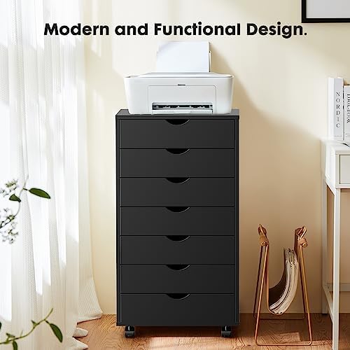 OLIXIS 7 Drawer File Cabinet on Wheels, Printer Stand - Image 3
