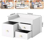 Bamboo Desk Organizer with Drawers,Wooden Desktop Storage (3 Drawer,White) - Image 2