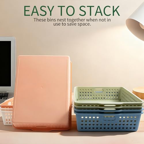 8 Pack Paper Organizer Baskets Trays, 14 In Plastic Storage Baskets - Image 4