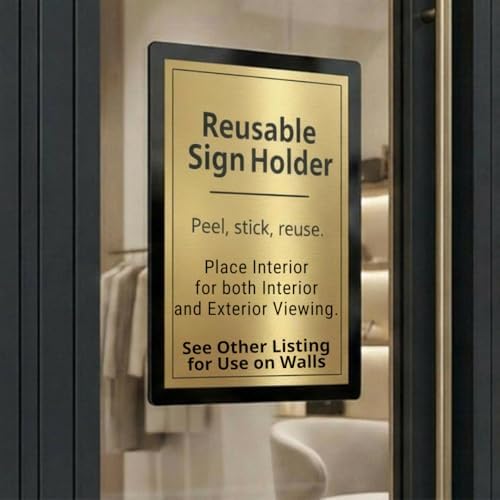Letter-Size 8.5 x 11 Adhesive Interior for Exterior Viewing Frames - Reusable Sticker Holder Display for Windows & Doors, Paper Holder, Dry Erase, Non Acylic & Non Magnetic - Black, Pack of 5 - Image 2