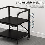 2 Tier Large Printer Stand, 20 x 20 Inches Printer Table with Storage Shelf, Rolling Printer Cart with Wheels for Home Office, Scanner Fax (Black) - Image 3