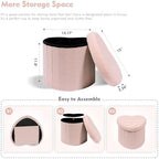 B FSOBEIIALEO Storage Ottoman Heart Shaped Ottoman with Storage, Pink - Image 3