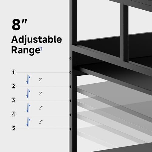 Warmiehomy Printer Stand, 24''×24''×29'' Large Printer Table for Home Office with Locking Casters, Sturdy 3-Tier Rolling Cart with Adjustable Shelf, Mini Fridge Stand, Home Office Essentials, Black - Image 4