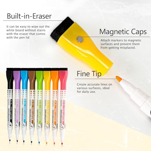 16" x 12" Double-Sided Magnetic White Board Dry Erase Board & 8 Colors Magnetic Dry Erase Markers - Image 6
