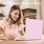Teryeefi Case for MacBook Air 13.6 inch M5 M4 M3 M2 (2022-2026 Release), Pink Striped - Image 3