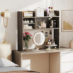 Desk Hutch with 6 Shelves and Adjustable Shelf for 32 Inch Monitor - Image 2