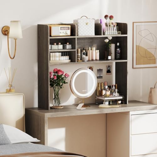 Desk Hutch with 6 Shelves and Adjustable Shelf for 32 Inch Monitor - Image 2