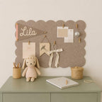 Orelle Scalloped Felt Bulletin Board | 35 x 23” | Foldable Peel and Stick Felt Board for Wall | Alternative Cork Board for Office, Message Board, Kids Art Display | Mocha - Image 6