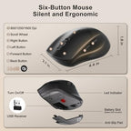 Wireless Keyboard and Mouse Combo, 2.4G Ergonomic Wave Keys(Latte Black) - Image 4