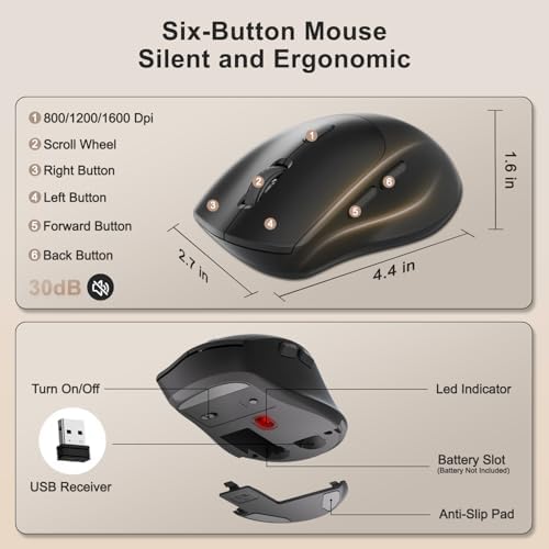 Wireless Keyboard and Mouse Combo, 2.4G Ergonomic Wave Keys(Latte Black) - Image 4
