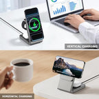 3 in 1 Wireless Charger Station for Multiple Devices, Foldable Magnetic Charging Stand, Portable Fast Travel Wireless Charger for iPhone17/16/15/14/13/12 Pro Max/ AirPods2/3/4 and IWatch Ultra Series - Image 3