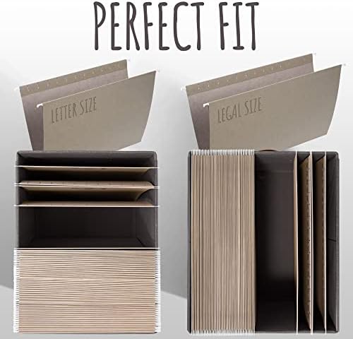 Decorative File Organizer Box Set of 2 - Collapsible Linen Filing Cabinets - Image 5