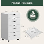 7 Drawers Mobile File Cabinet, Printer Stand Storage Cabinet - Image 3