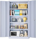 INTERGREAT Metal Storage Cabinet with Doors, 72" Locking Steel Storage Cabinet with Shelves, Tall Metal Cabinet Lockable Steel Cabinets for Home Office, Garage,(Cement) by INTERGREAT