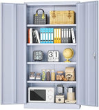 INTERGREAT Metal Storage Cabinet with Doors, 72" Locking Steel Storage Cabinet with Shelves, Tall Metal Cabinet Lockable Steel Cabinets for Home Office, Garage,(Cement) by INTERGREAT