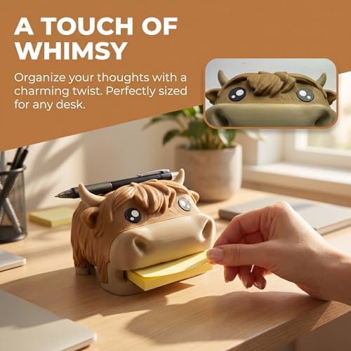 3D Printed Highland Cow Sticky Note Holder, Desk Organizer - Image 4