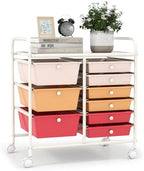 LDAILY 9 Drawer Rolling Storage Cart, Rolling Cart with Drawers for Classroom, Art Supply Craft Organizer on Wheel with Metal Frame & Handles for Home Office School by LDAILY