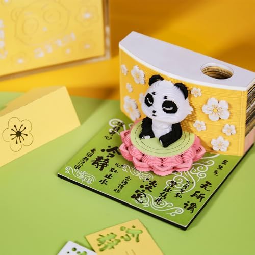 3D Memo Pad, 3D Calendar 2027, Time Piece Calendar, Tear-Off Calendars 2027, 3D Paper Carving Art Memo Pad, Art Carving Sticky Notes for Office Home Gifts Ornaments (Lotus Panda) - Image 6