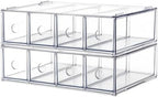 2-Piece Acrylic 8-Drawer Desktop Stacking Organizer by WUHUME