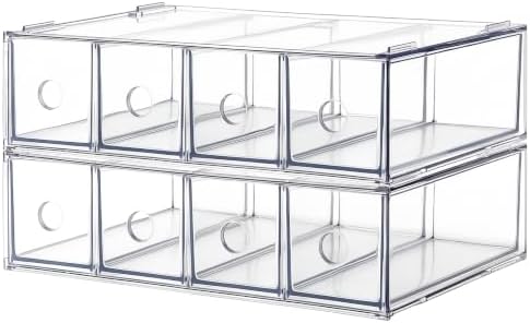 2-Piece Acrylic 8-Drawer Desktop Stacking Organizer by WUHUME