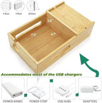 ZOOFOX Bamboo Charging Station for Multiple Devices, Desk Docking Station with Removable Divider Slots and Drawer, Bedside Charging Station Compatible with Smartphone, Tablet, Laptop, Earphone - Image 5