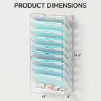 Lavatino 10-Tier Hanging Wall File Folders Organizer - White Metal Mesh Paper Magazine Document Mail Holder File Organizer for Office School Home Wall Mount or Desk Supplies Organization - Image 4