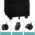 MIIIKO 3 Drawer File Cabinet, Metal Filing Cabinet with Lock Rolling Wheels, Office Storage Under Desk,Deep Drawers for Hanging Legal Letter Fill, Full Assembled Except Casters - Image 6