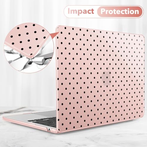 Case for 2026/2025/2024/2023 MacBook Air 15-inch Laptop Release M5 A3448 /M4 A3241 /M3 A3114 /M2 A2941, Stylish Protective Hard Shell Cover for MacBook Air 15.3 inch, Pink & Black Polka Dots - Image 6