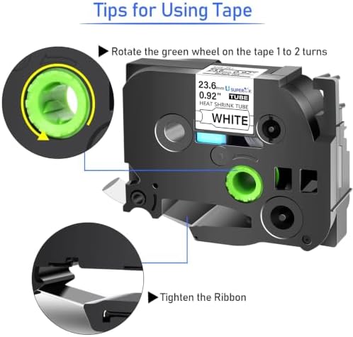 USUPERINK 20PK Compatible for Ptouch HSe-251 HSe251 HS-251 HS251 Black on White 23.6mm 0.92'' Heat Shrink Tubing for Wire Cable for PT330 PT350 PT520 PT540 PT580c Label Maker Tape - Image 3